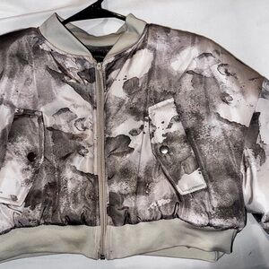 PrettyLittleThing Gray and Cream Bomber Jacket